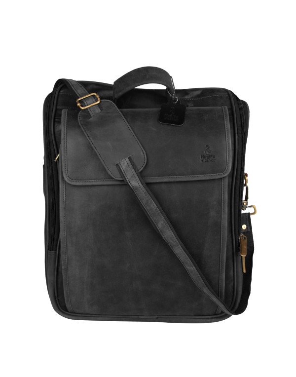HugMe.fashion Genuine Leather Backpack for Men in Black and Brown BP20